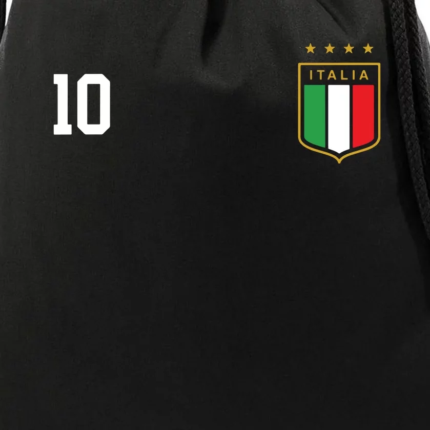 Italia Team Sports Number 10 Italy Soccer Italian Flag Drawstring Bag