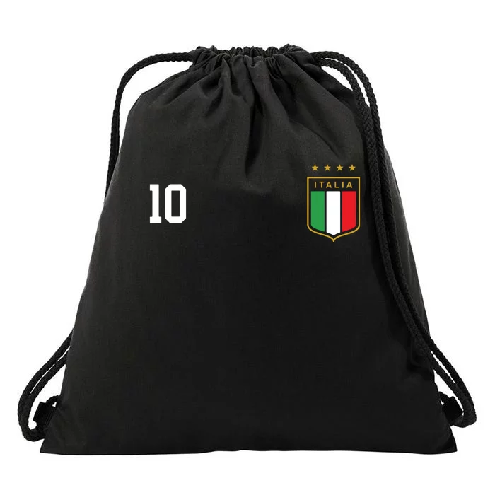 Italia Team Sports Number 10 Italy Soccer Italian Flag Drawstring Bag