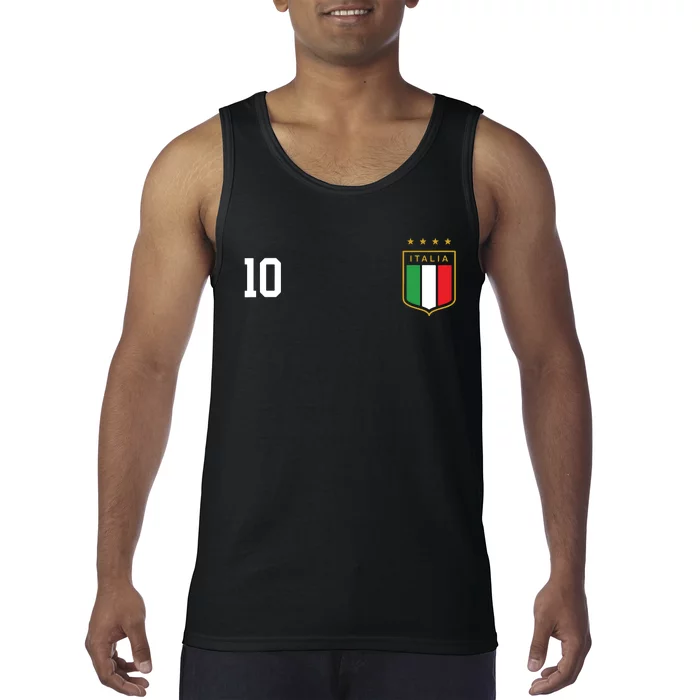 Italia Team Sports Number 10 Italy Soccer Italian Flag Tank Top