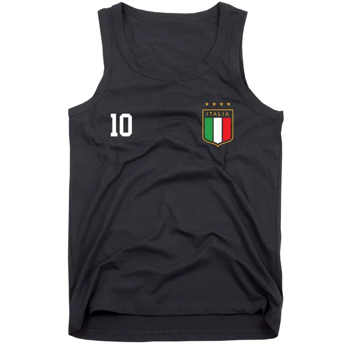 Italia Team Sports Number 10 Italy Soccer Italian Flag Tank Top