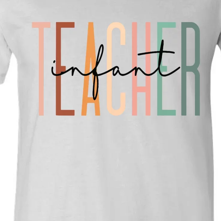 Infant Teacher Squad Early Childhood Teacher Childcare V-Neck T-Shirt