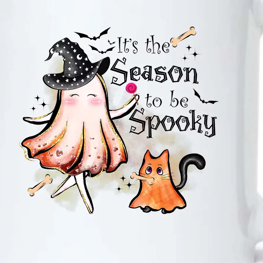 Its The Season To Be Spooky Cute Cat Ghost Witch Halloween Black Color Changing Mug