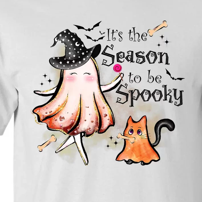 Its The Season To Be Spooky Cute Cat Ghost Witch Halloween Tall T-Shirt