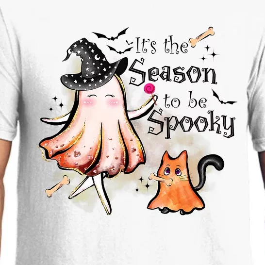 Its The Season To Be Spooky Cute Cat Ghost Witch Halloween Pajama Set