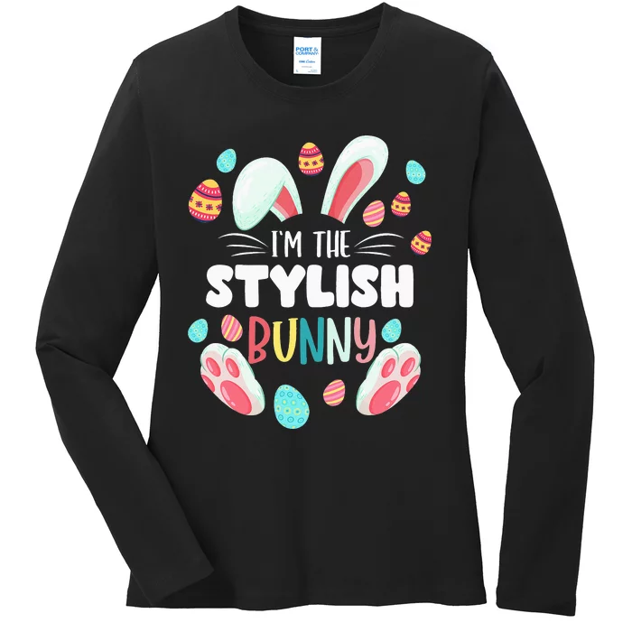 I'm The Stylish Bunny Matching Family Easter Party Ladies Long Sleeve Shirt