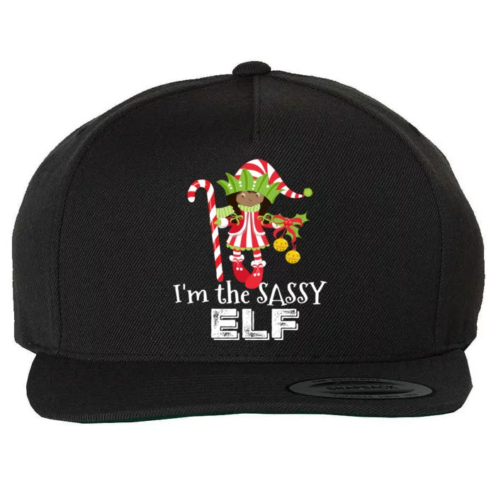 IM The Sassy Elf African American 1 Matching Christmas Gift Wool Snapback Cap