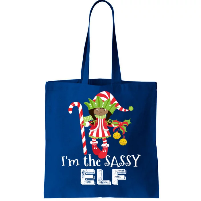 IM The Sassy Elf African American 1 Matching Christmas Gift Tote Bag