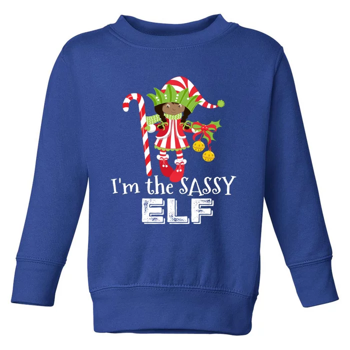 IM The Sassy Elf African American 1 Matching Christmas Gift Toddler Sweatshirt