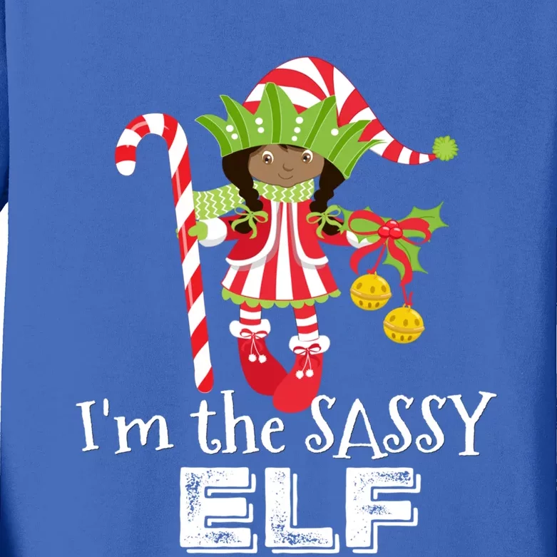 IM The Sassy Elf African American 1 Matching Christmas Gift Kids Long Sleeve Shirt