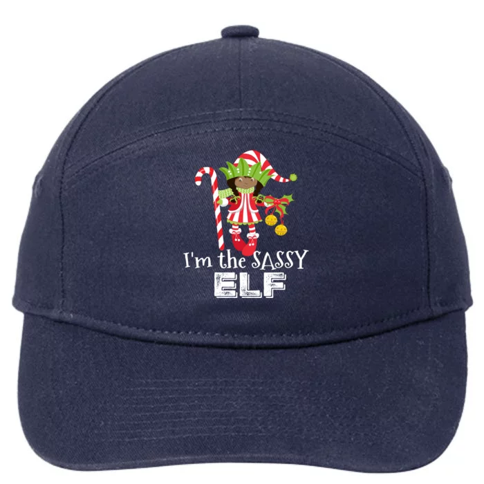 IM The Sassy Elf African American 1 Matching Christmas Gift 7-Panel Snapback Hat