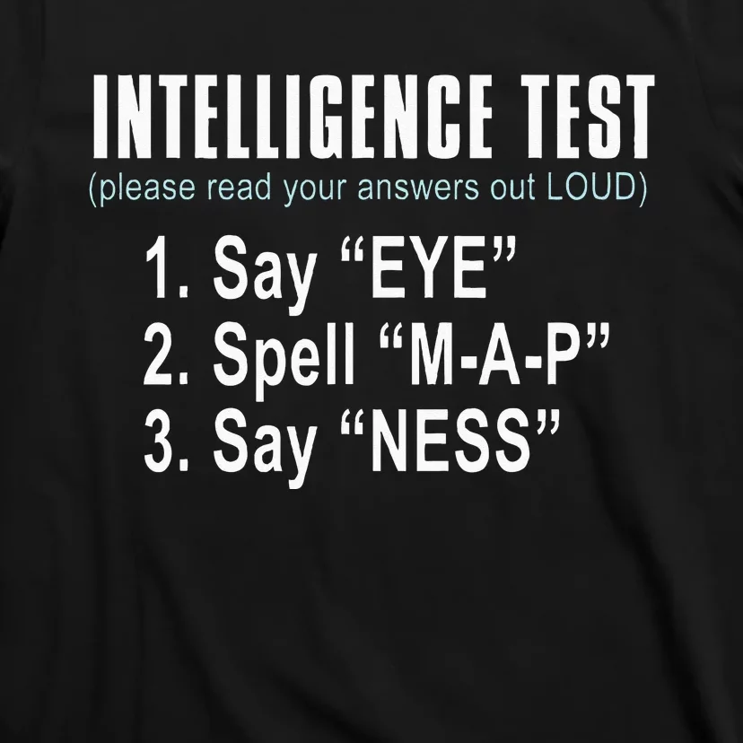 Intelligence Test Say Eye M A P Ness Funny Dad Joke T-Shirt