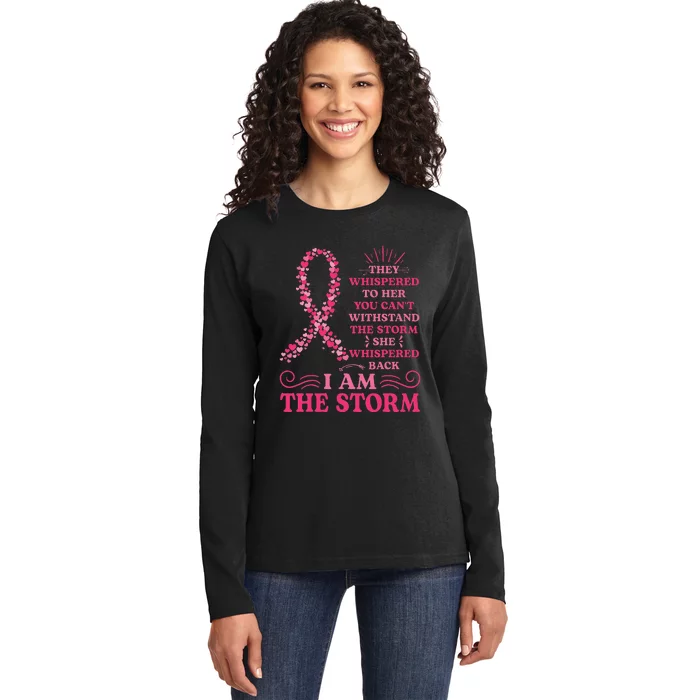 I'm The Storm Warrior Pink Ribbon  Breast Cancer Ladies Long Sleeve Shirt