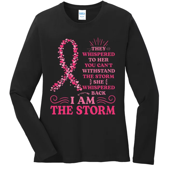 I'm The Storm Warrior Pink Ribbon  Breast Cancer Ladies Long Sleeve Shirt