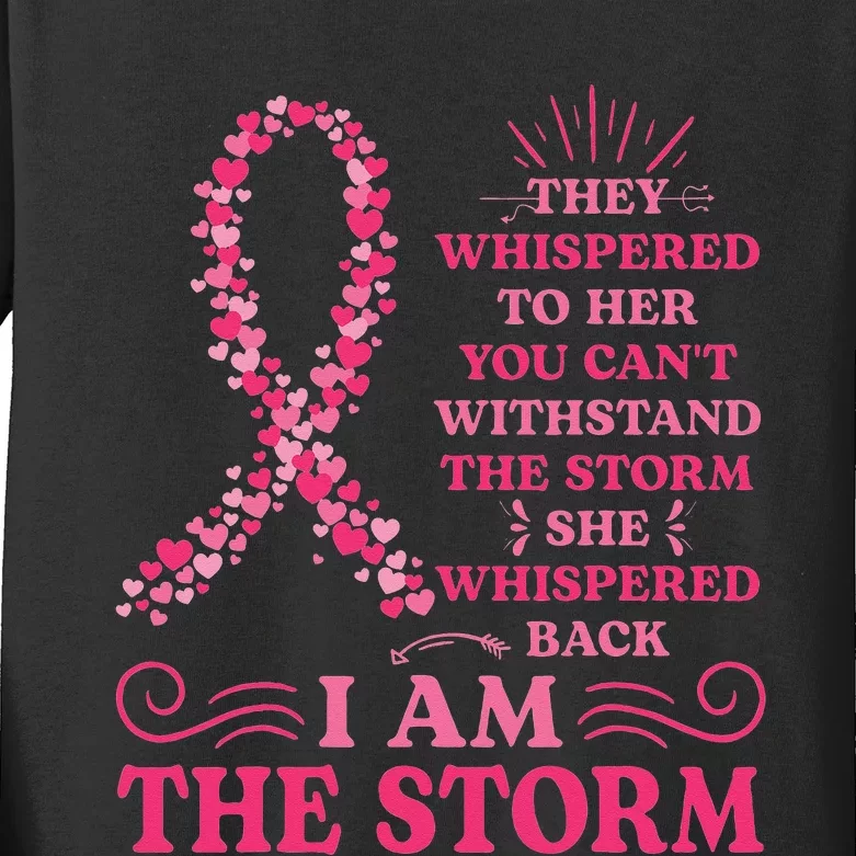 I'm The Storm Warrior Pink Ribbon  Breast Cancer Kids Long Sleeve Shirt