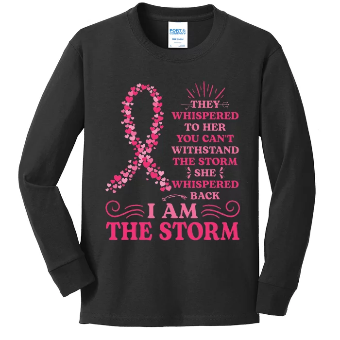 I'm The Storm Warrior Pink Ribbon  Breast Cancer Kids Long Sleeve Shirt