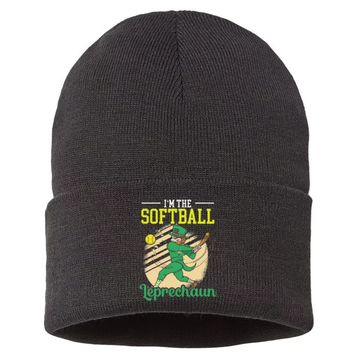 I'm The Softball Leprechaun St Patrick's Saint Pattys Day Sustainable Knit Beanie