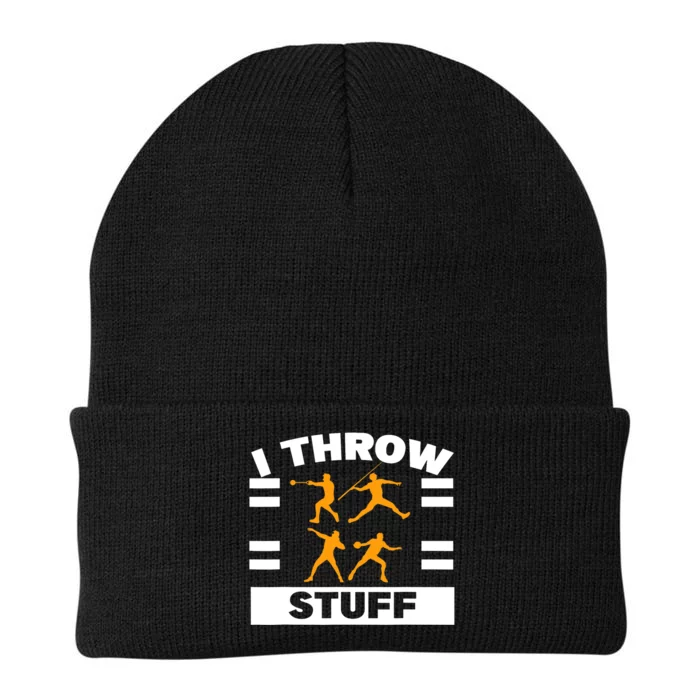 I Throw Stuff Shot Put Discus Track And Field Thrower Knit Cap Winter Beanie