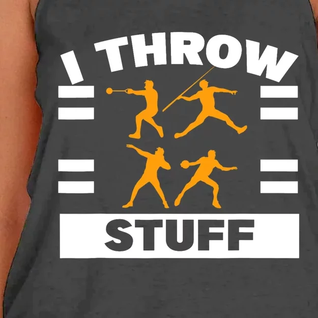 I Throw Stuff Shot Put Discus Track And Field Thrower Women's Knotted Racerback Tank