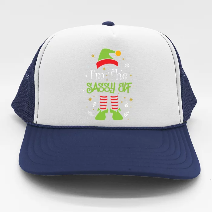 I'm The Sassy Elf Matching Family Christmas Trucker Hat