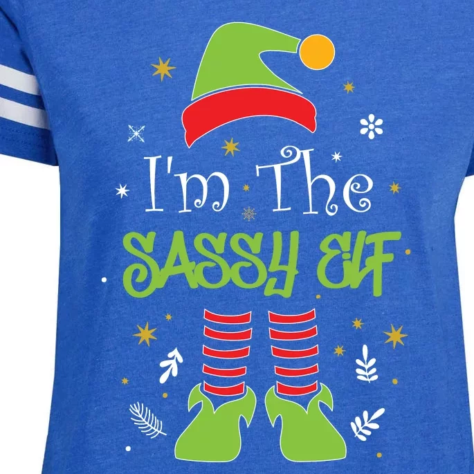 I'm The Sassy Elf Matching Family Christmas Enza Ladies Jersey Football T-Shirt