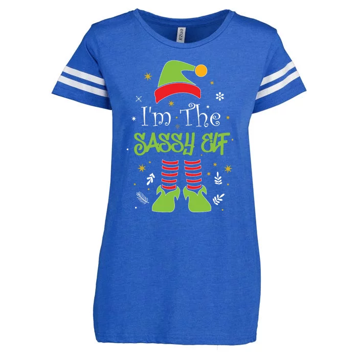 I'm The Sassy Elf Matching Family Christmas Enza Ladies Jersey Football T-Shirt