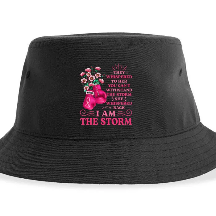 Im The Storm Boxing Warrior Pink Ribbon Women Breast Cancer Sustainable Bucket Hat