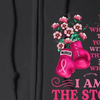 Im The Storm Boxing Warrior Pink Ribbon Women Breast Cancer Full Zip Hoodie