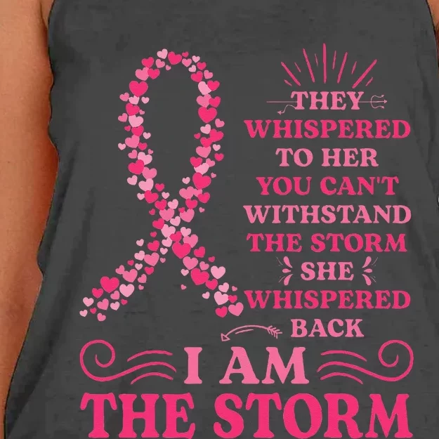 Im The Storm Warrior Pink Ribbon Women Breast Cancer Women's Knotted Racerback Tank