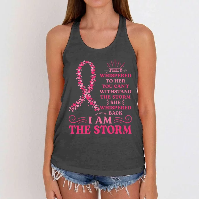 Im The Storm Warrior Pink Ribbon Women Breast Cancer Women's Knotted Racerback Tank