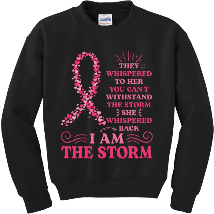 Im The Storm Warrior Pink Ribbon Women Breast Cancer Kids Sweatshirt