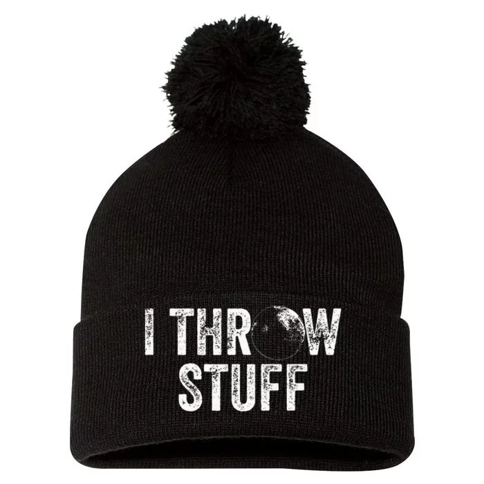 I Throw Stuff Shot Put Athlete Throwing Pom Pom 12in Knit Beanie