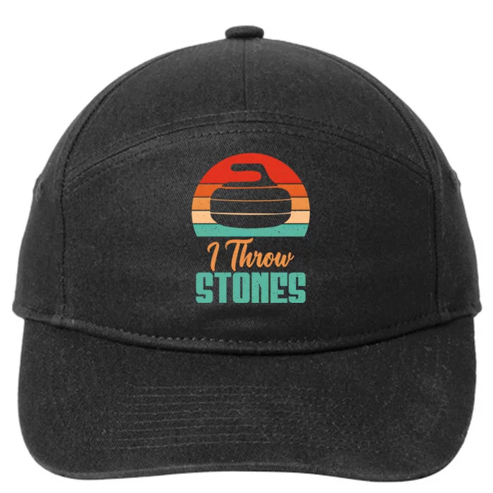 I Throw Stones Curling Gift 7-Panel Snapback Hat