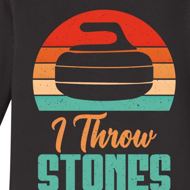 I Throw Stones Curling Gift Baby Long Sleeve Bodysuit