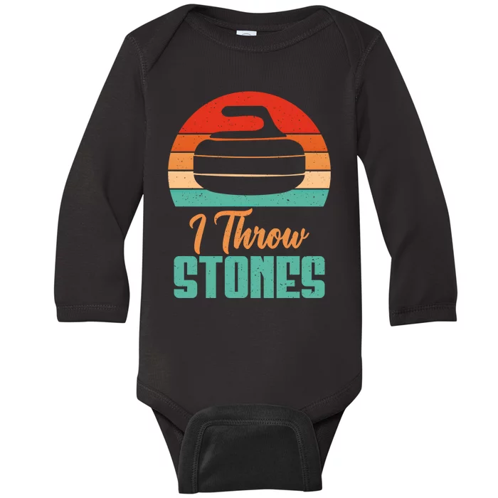 I Throw Stones Curling Gift Baby Long Sleeve Bodysuit