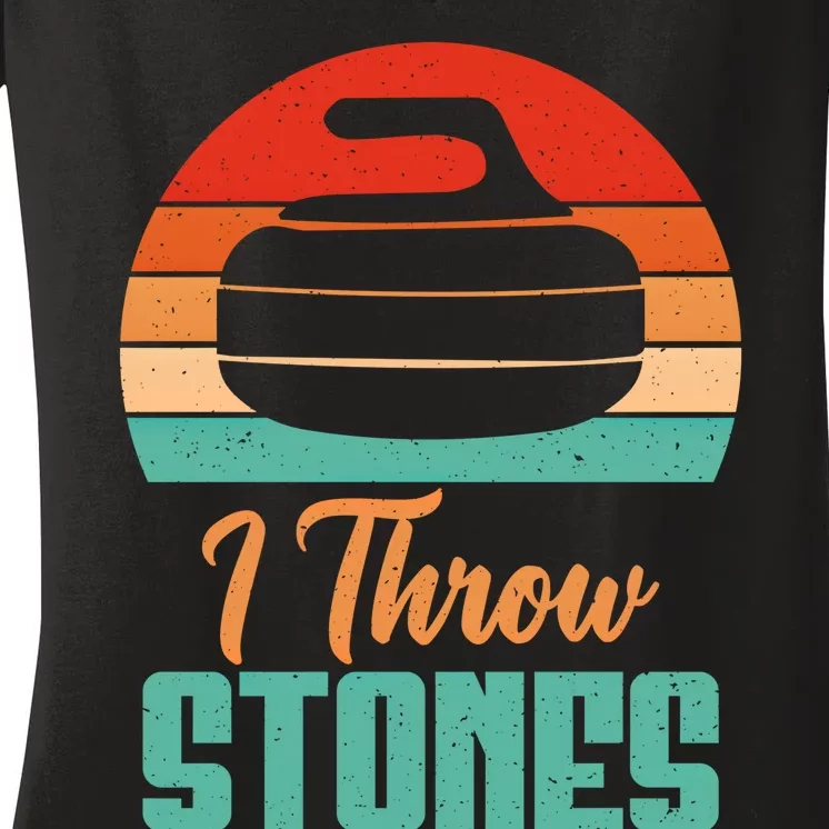 I Throw Stones Curling Gift Women's V-Neck T-Shirt