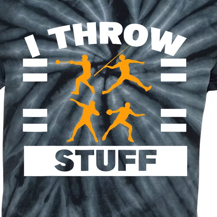 I Throw Stuff Shot Put Discus Track And Field Thrower Kids Tie-Dye T-Shirt