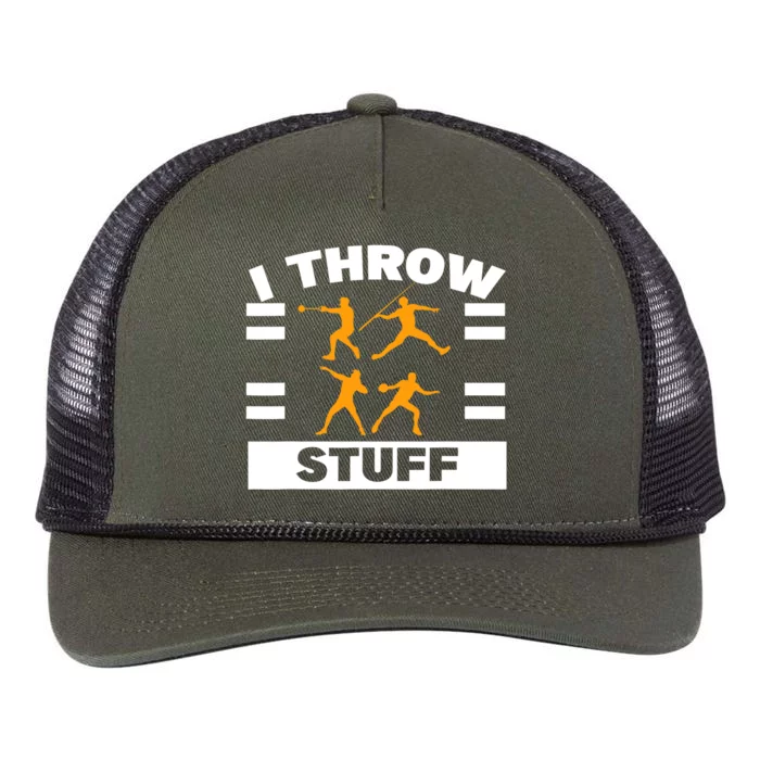 I Throw Stuff Shot Put Discus Track And Field Thrower Retro Rope Trucker Hat Cap