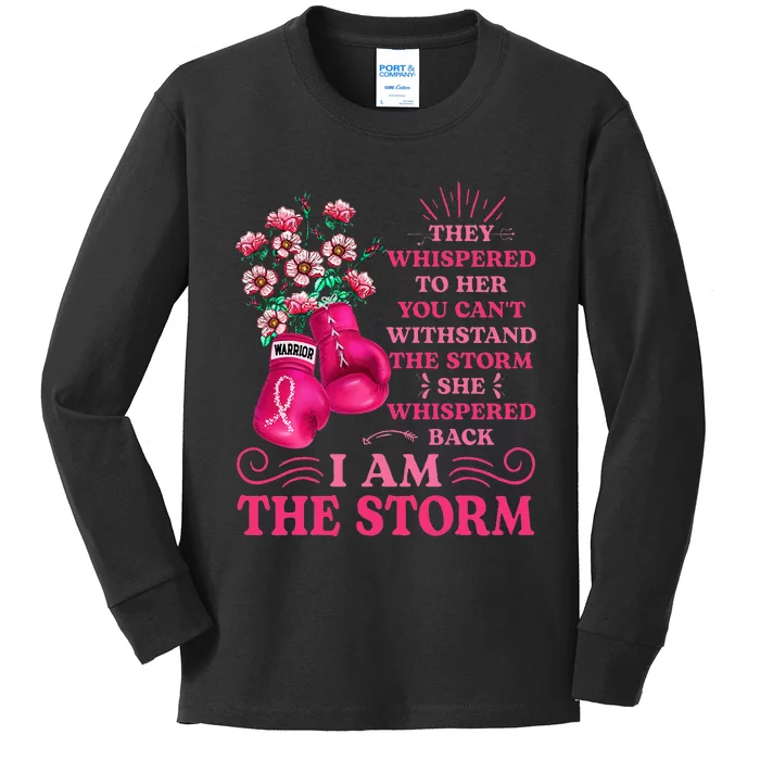 IM The Storm Boxing Warrior P.I.N.K Ribbon Kids Long Sleeve Shirt