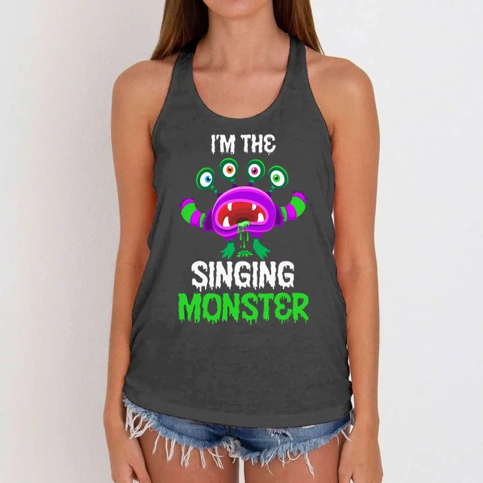 Im The Singing Monster Matching Family Halloween Women's Knotted Racerback Tank