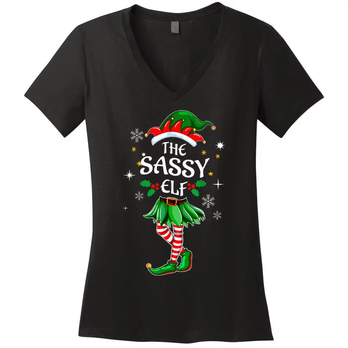 I'm The Sassy Elf Cute Family xmas Matching Women's V-Neck T-Shirt