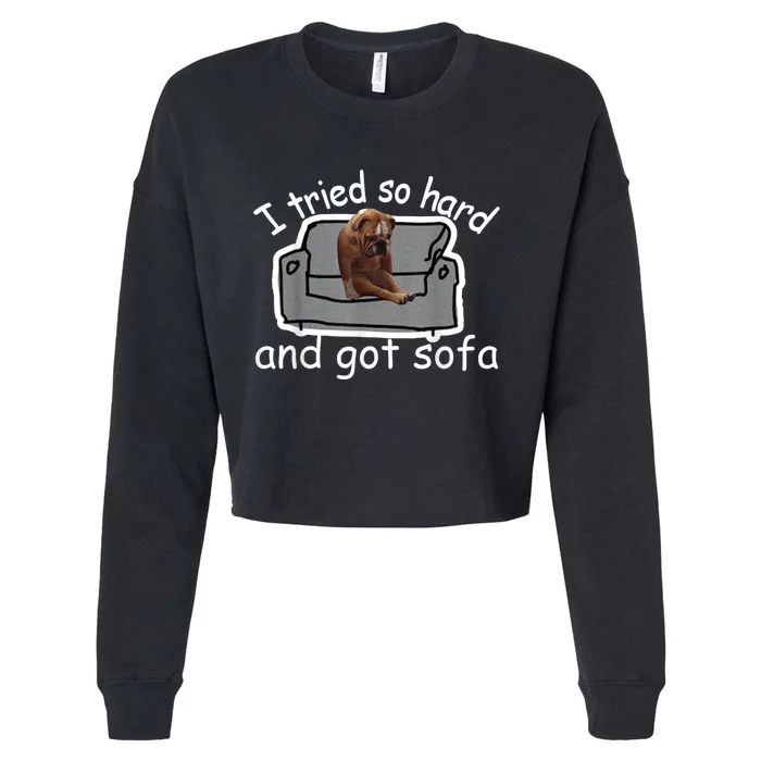 I Tried So Hard And Got Sofa Dog Meme Cropped Pullover Crew