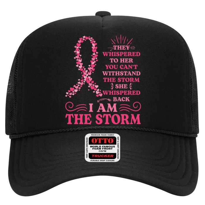 I'm The Storm Warrior Pink Ribbon Women Breast Cancer High Crown Mesh Trucker Hat