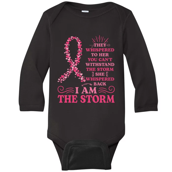 I'm The Storm Warrior Pink Ribbon Women Breast Cancer Baby Long Sleeve Bodysuit