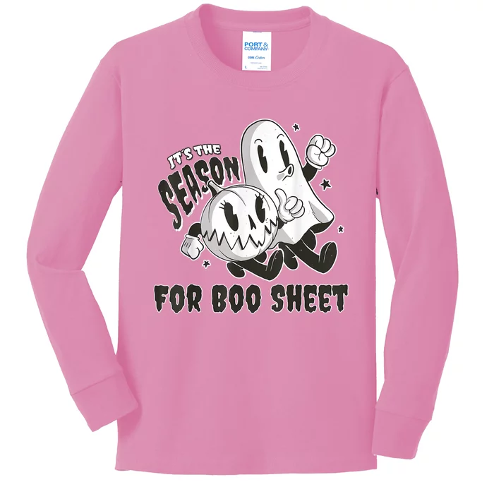 Its The Season For Boo Sheet Funny Ghost Saying Halloween Kids Long Sleeve Shirt