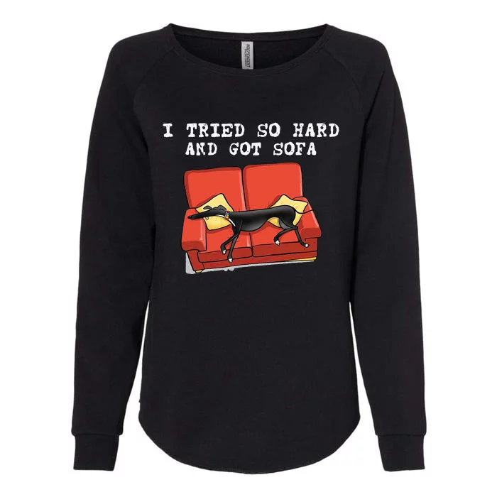 I Tried So Hard And Got Sofa Funny Dog Meme Quote Sarcastic Womens California Wash Sweatshirt