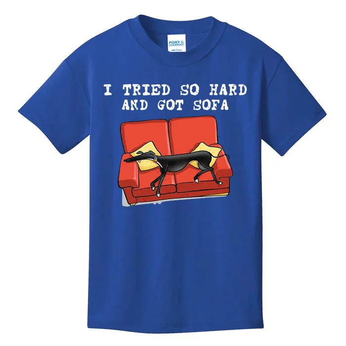 I Tried So Hard And Got Sofa Funny Dog Meme Quote Sarcastic Kids T-Shirt