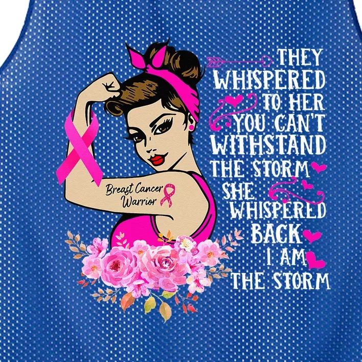 Im The Storm Strong Women Breast Cancer Warrior Pink Ribbon Mesh Reversible Basketball Jersey Tank