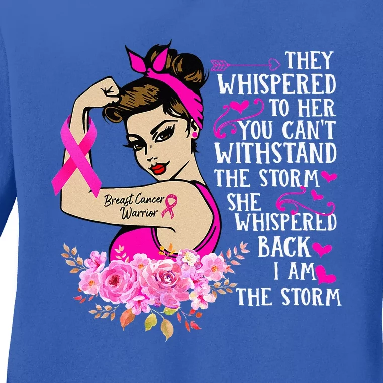 Im The Storm Strong Women Breast Cancer Warrior Pink Ribbon Ladies Long Sleeve Shirt