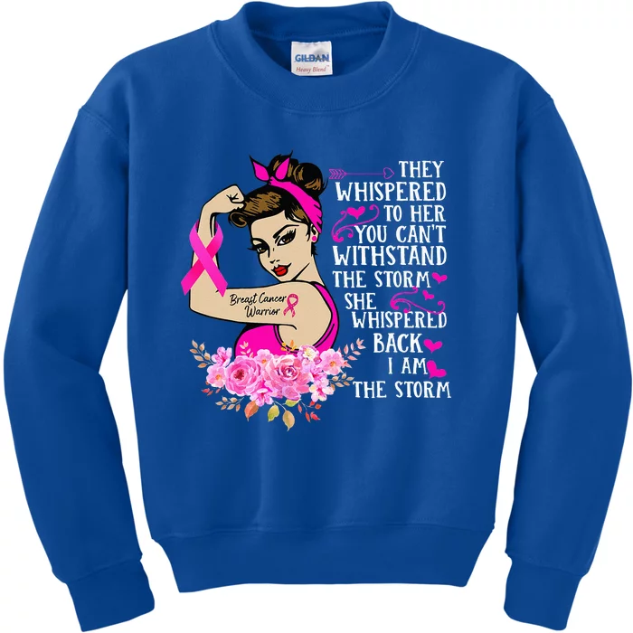 Im The Storm Strong Women Breast Cancer Warrior Pink Ribbon Kids Sweatshirt