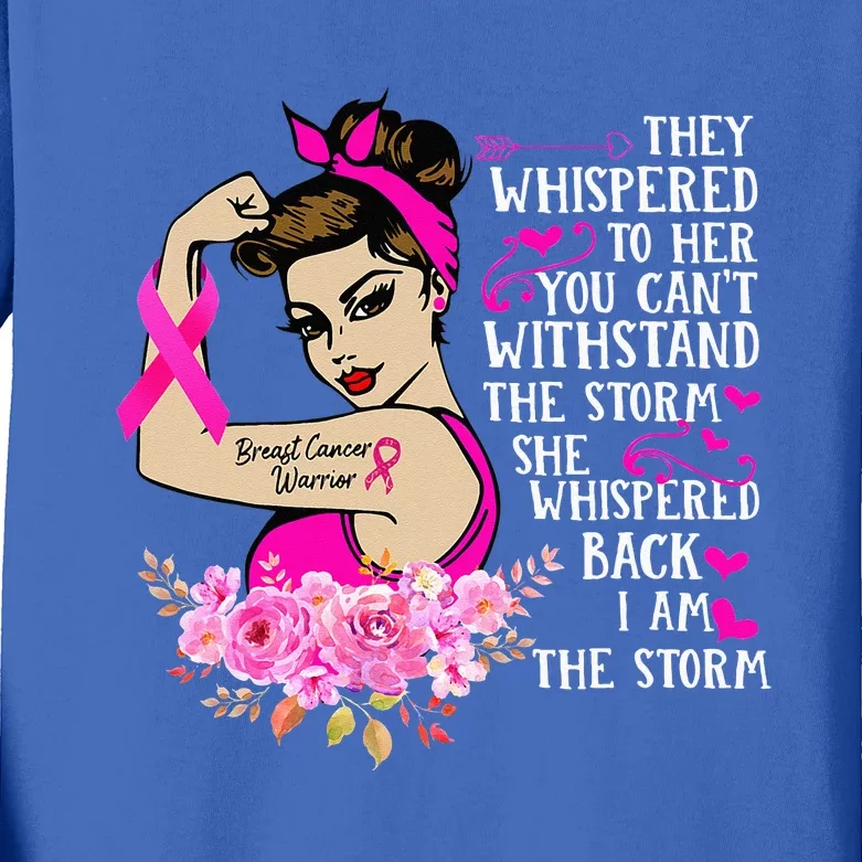 Im The Storm Strong Women Breast Cancer Warrior Pink Ribbon Kids Long Sleeve Shirt